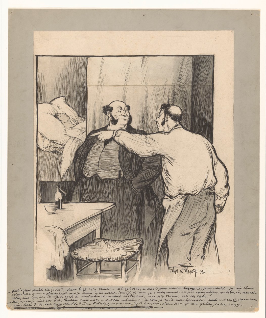 Proprietário de fábrica com esposa falecida de um trabalhador de Jan de Waardt (signed by artist)