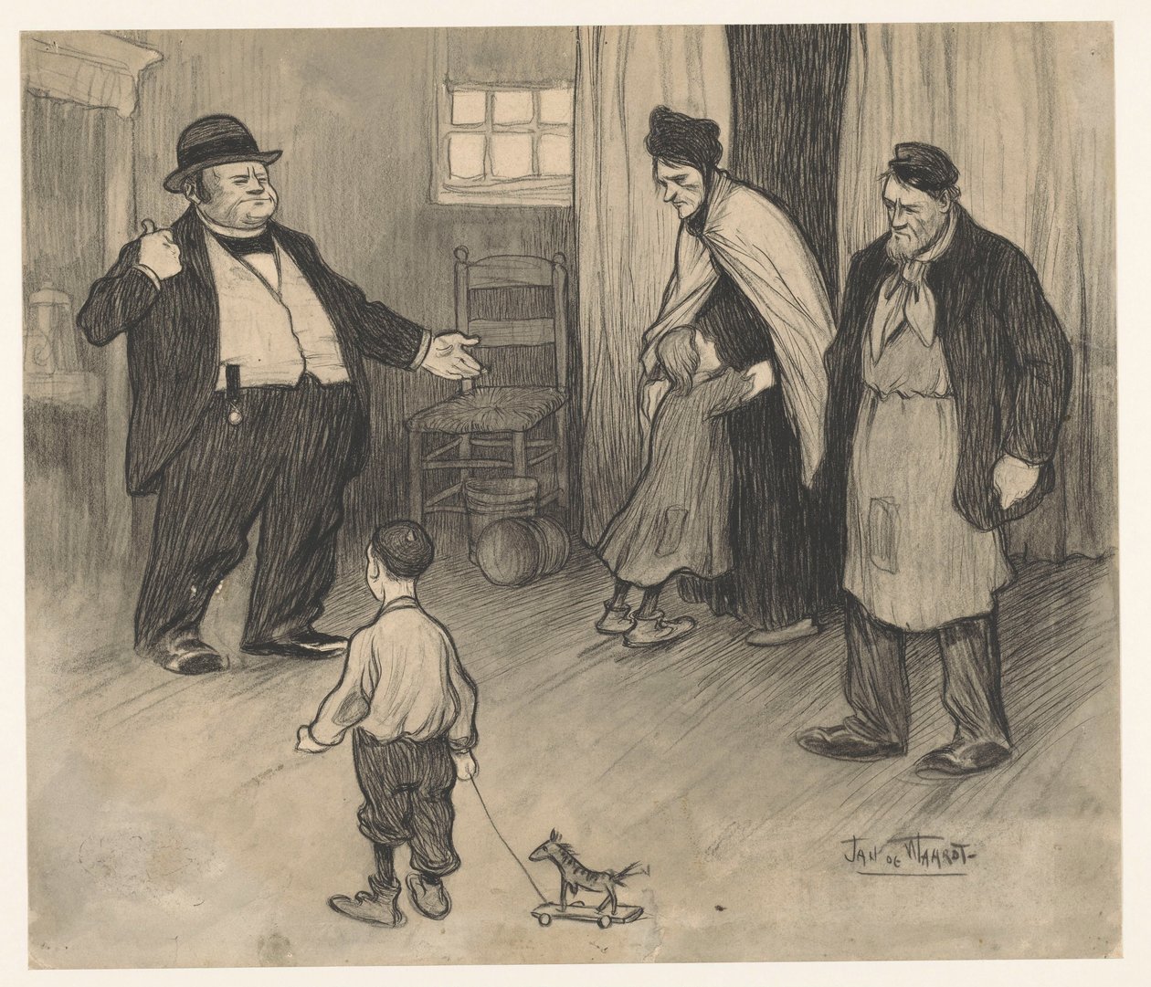 O senhorio despeja a família de Jan de Waardt (signed by artist)