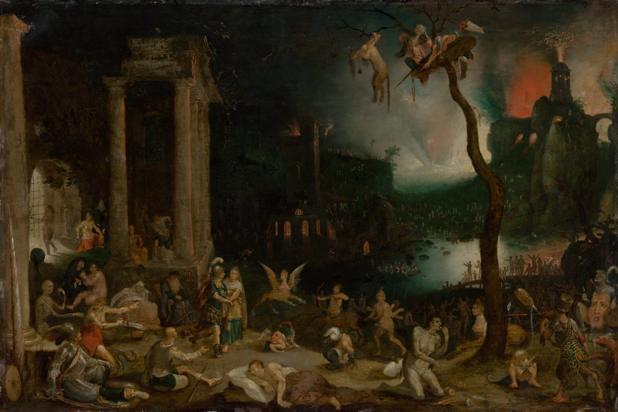 Enéas e a Sibila no submundo, c.1604 (óleo sobre cobre) de Jan the Elder Brueghel