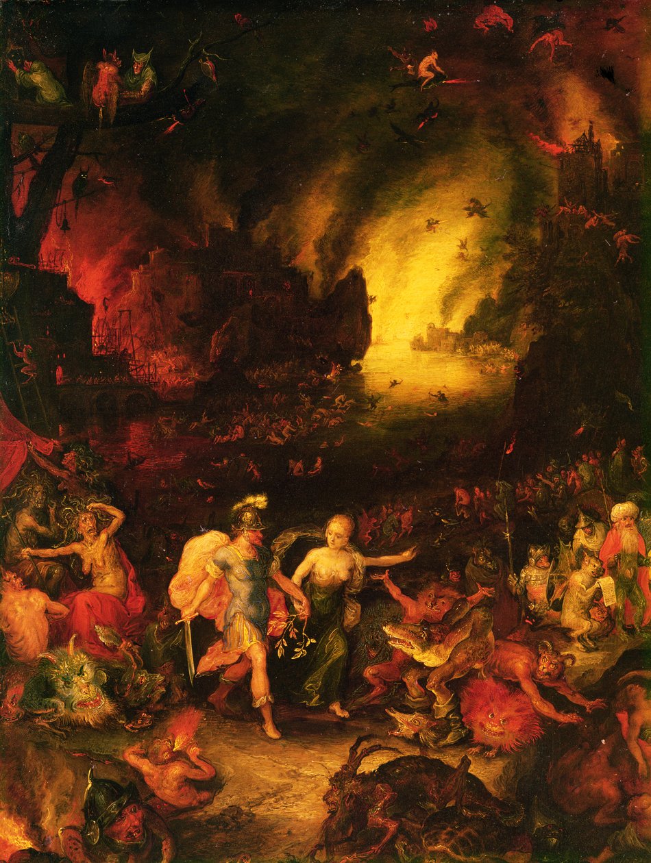 Enéias no Hades (detalhe) de Jan the Elder Brueghel