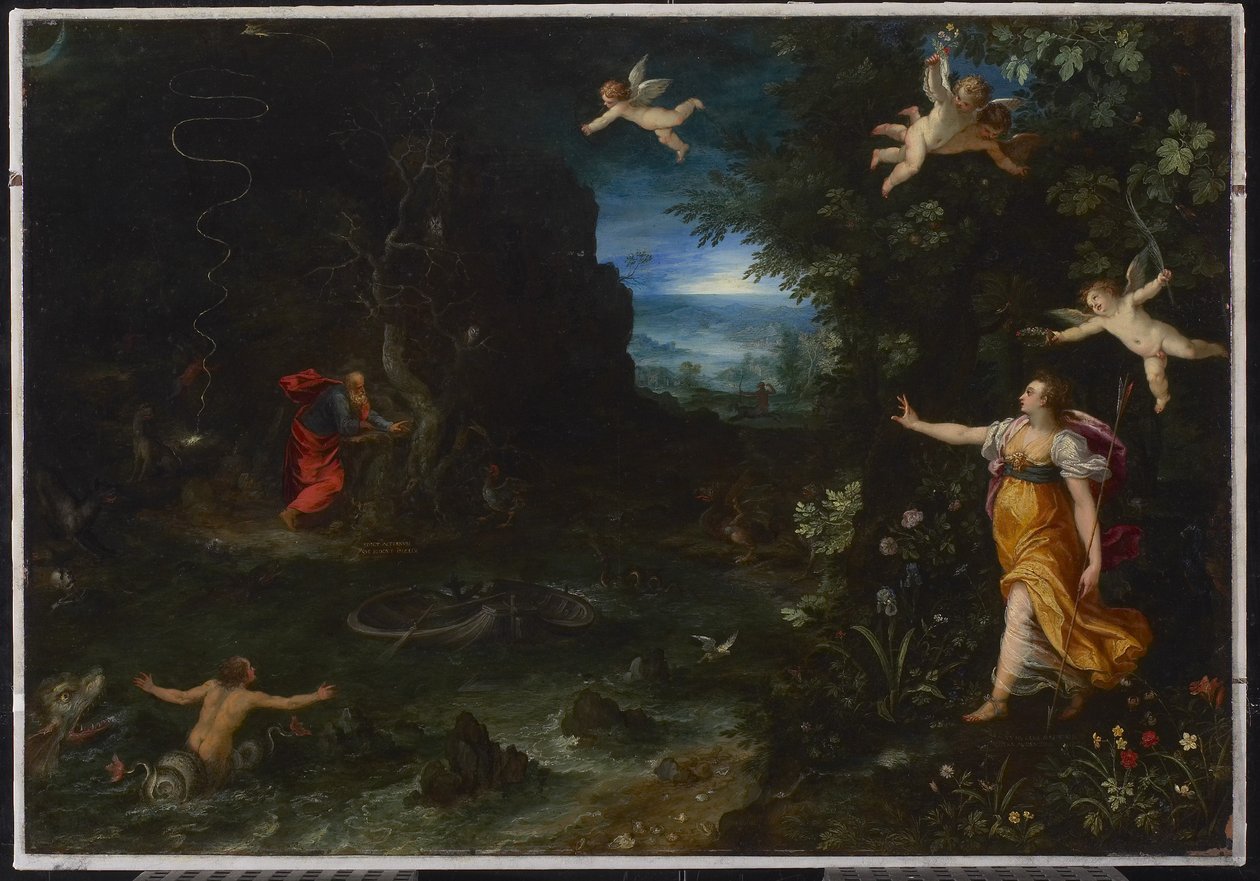 Alegoria da Vida, ou O Sonho de Rafael, 1595 (óleo sobre cobre) de Jan the Elder Brueghel