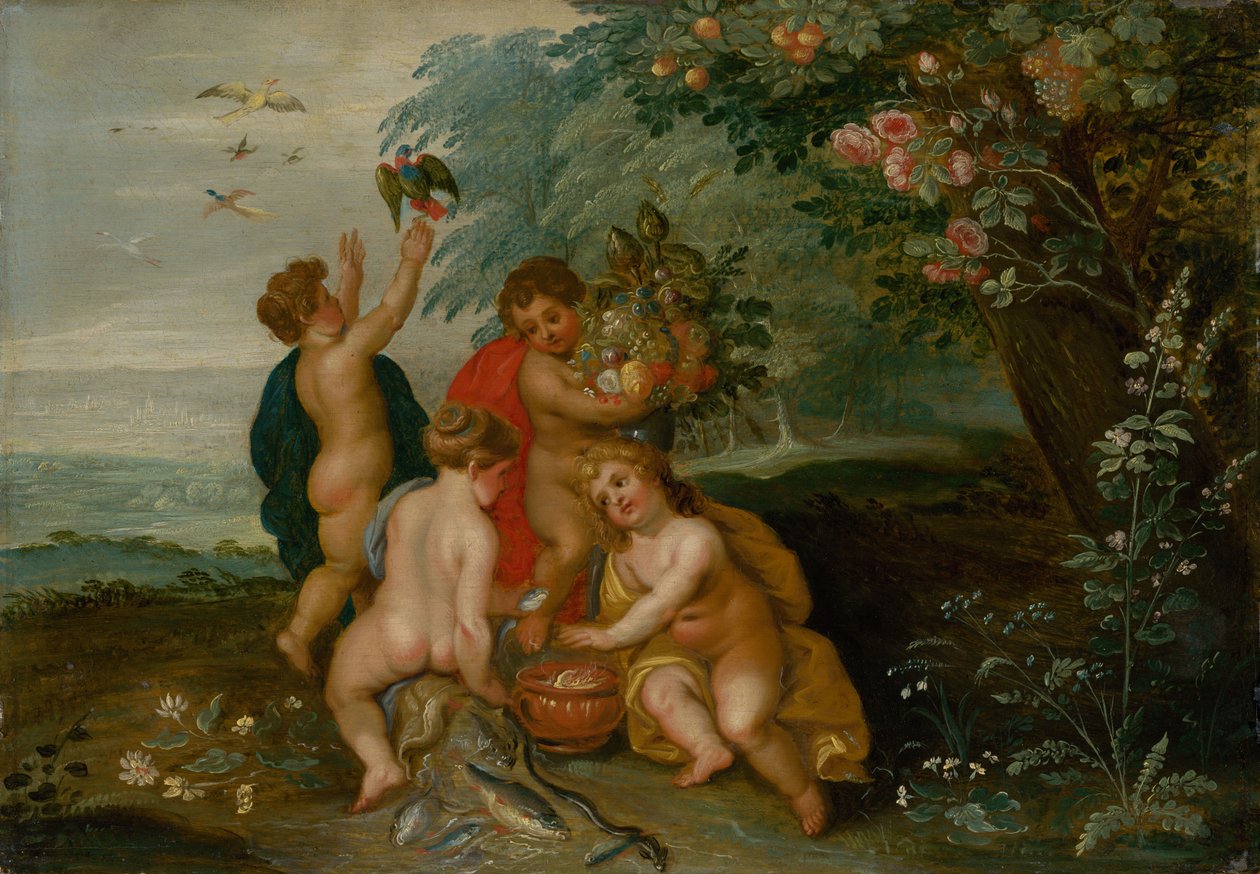 Alegoria dos quatro elementos: água, ar, terra e fogo, c. 1610 de Jan the Elder Brueghel