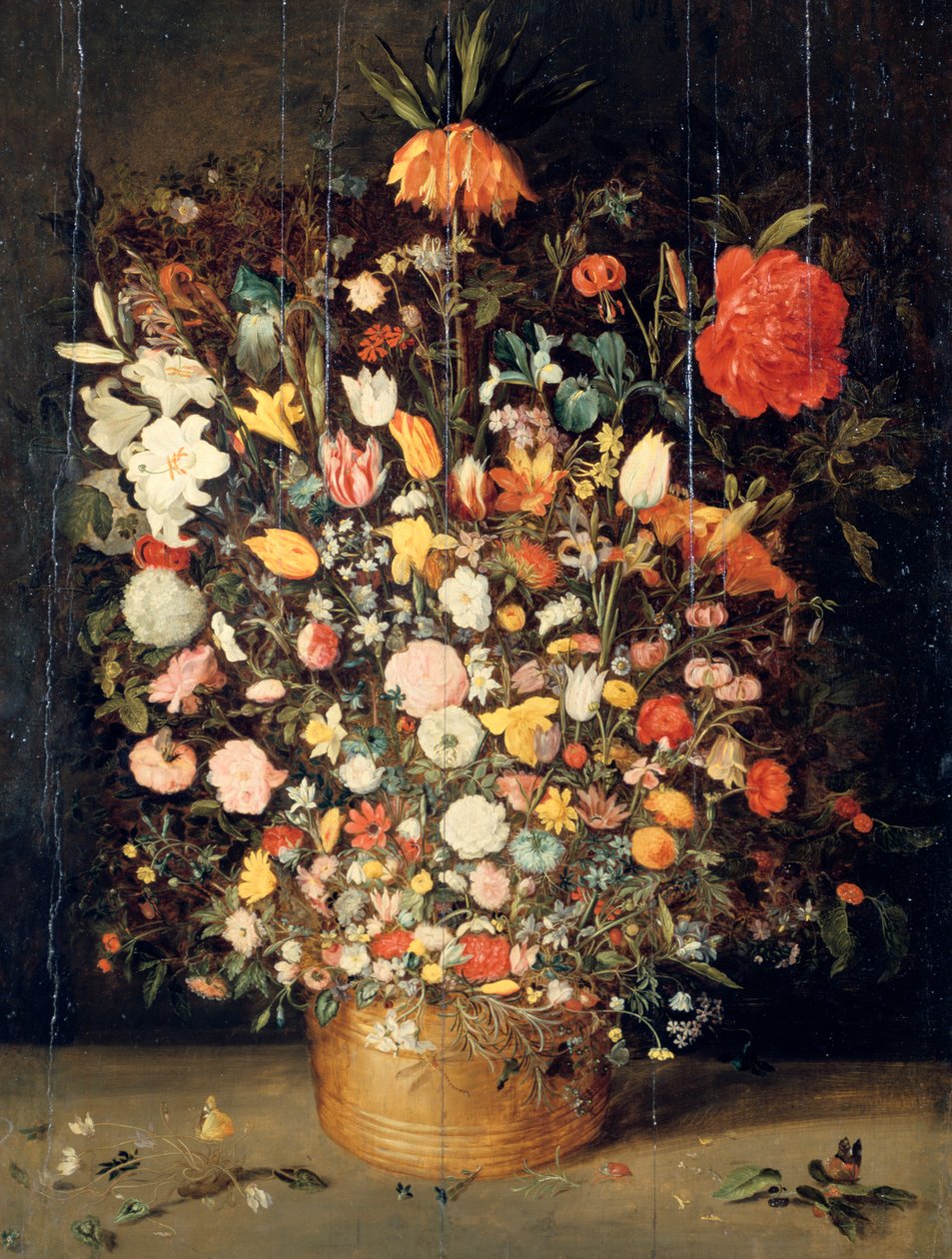 Buquê de flores em um vaso de madeira, 1603 de Jan the Elder Brueghel