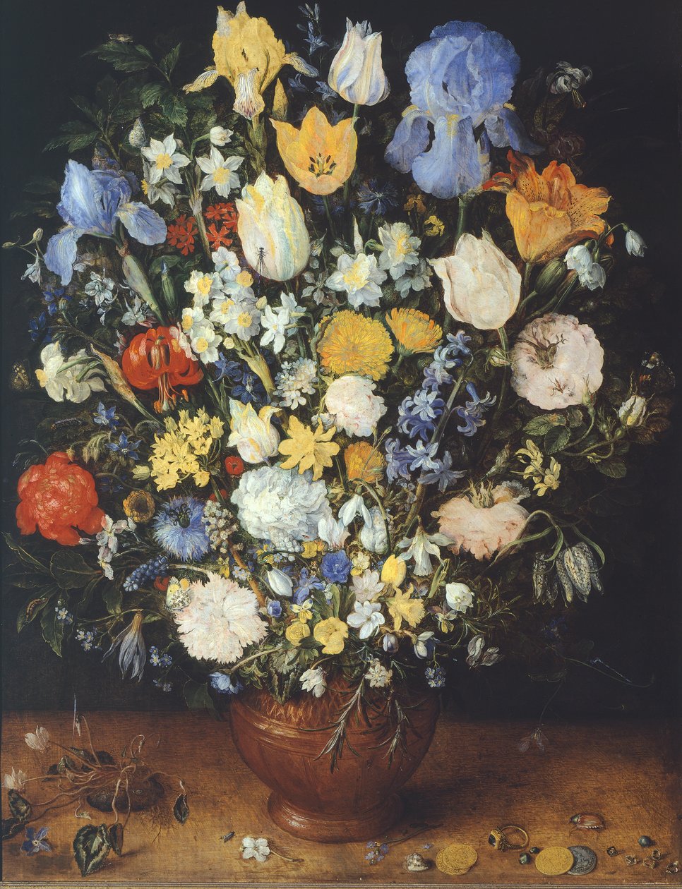 Bouquet de flores em vaso de cerâmica de Jan the Elder Brueghel