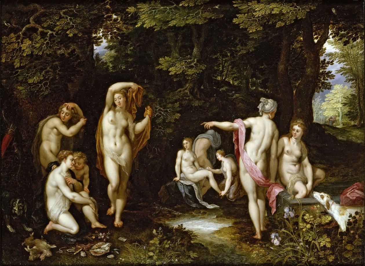 Diana e Actaeon, ca 1595 de Jan the Elder Brueghel