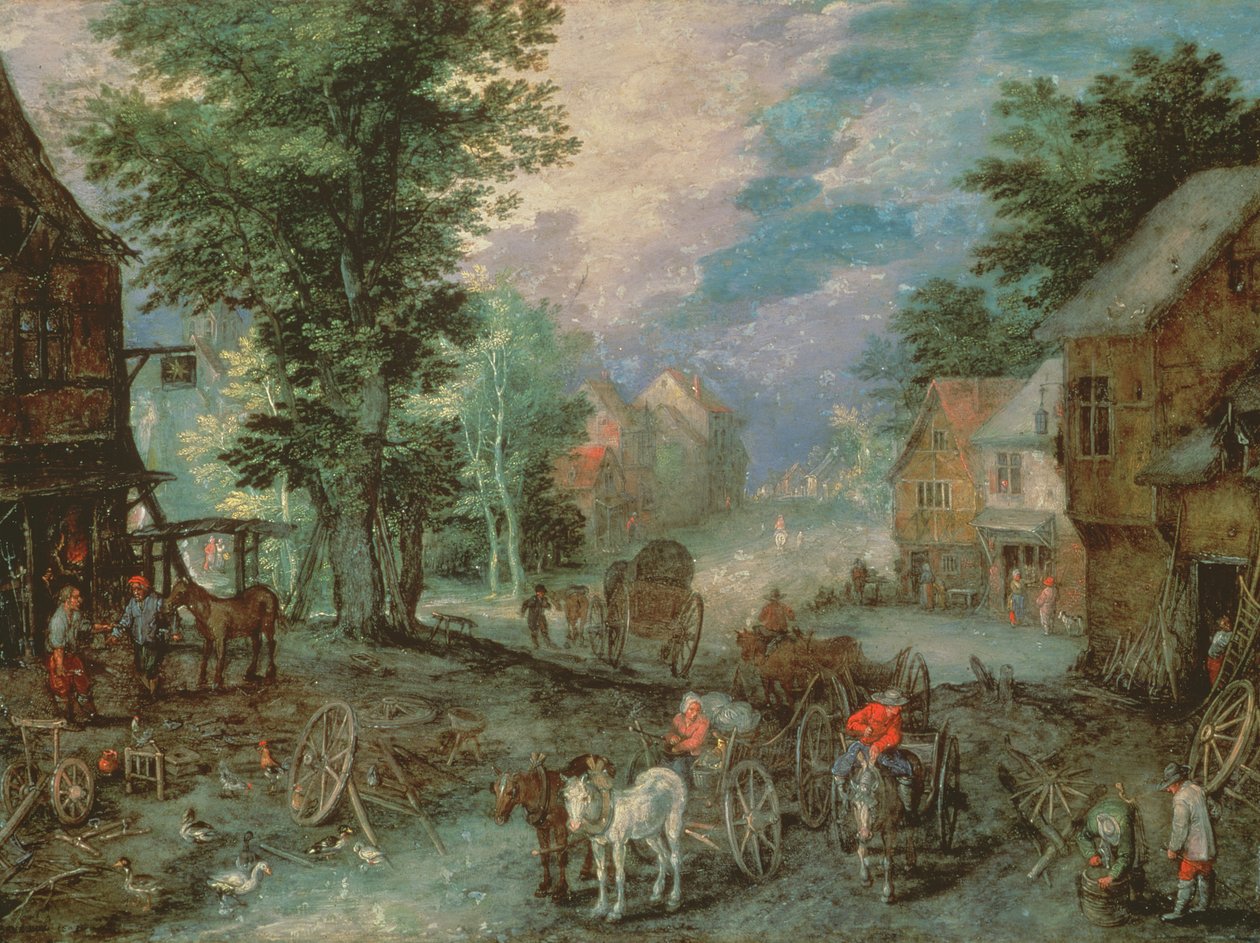 Entrada de uma aldeia de Jan the Elder Brueghel