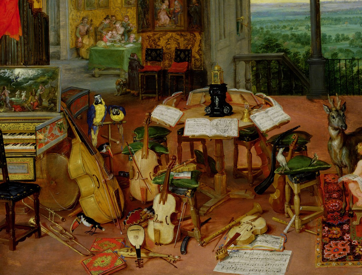 Audição, 1617 (detalhe de 55898) de Jan the Elder Brueghel