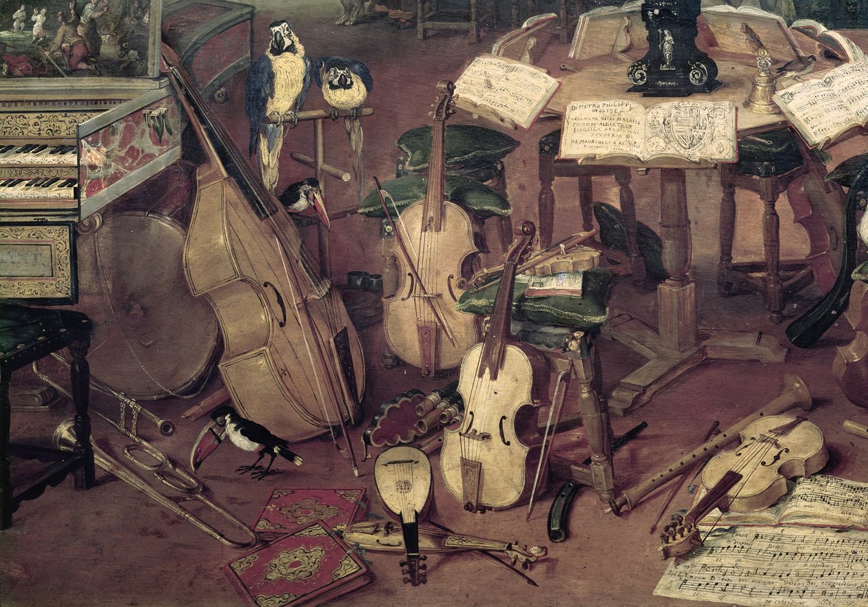 Audição, 1617 (detalhe de 55898) de Jan the Elder Brueghel