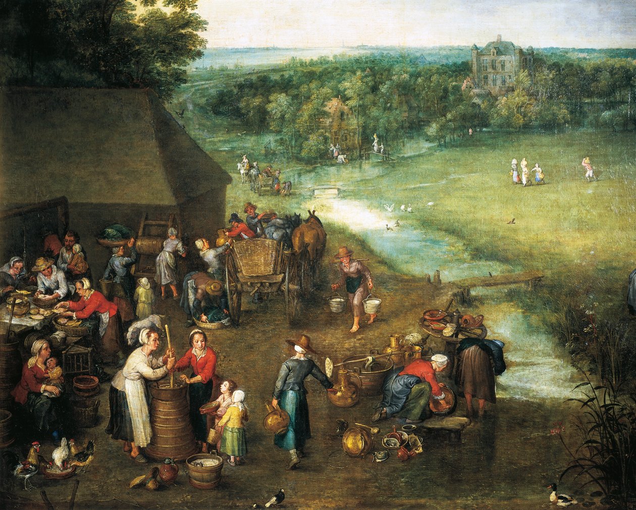 Vida no campo, pormenor (pintura) de Jan the Elder Brueghel