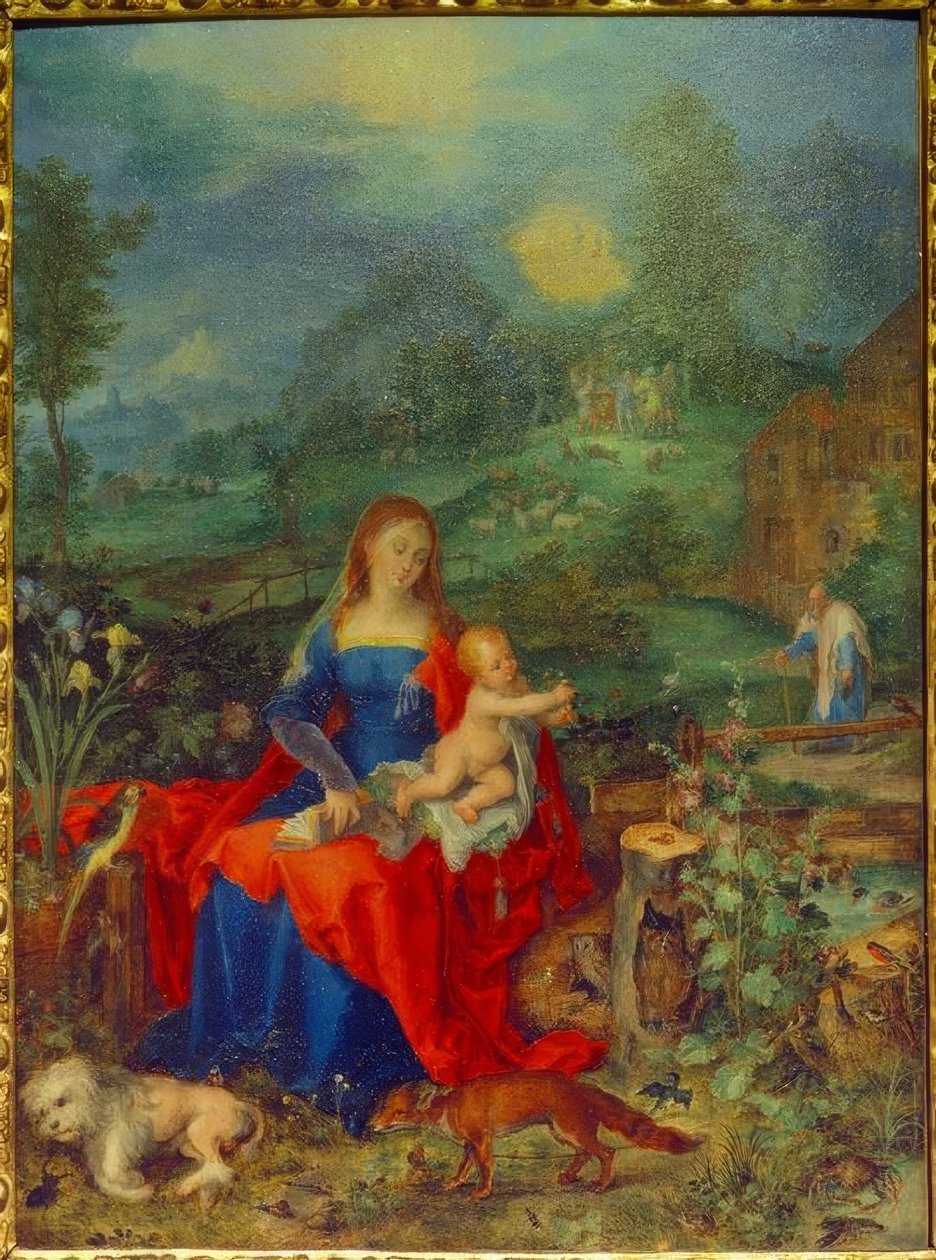 Maria com muitos animais de Jan the Elder Brueghel