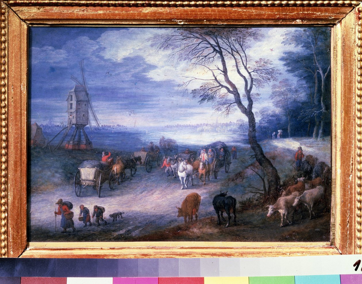 "" Paysage au moulin "" (Paisagem com um moinho de vento) Pintura de Jan Brueghel I (Jean Breughel, Bruegel ou Breugel) conhecido como De Velours (l