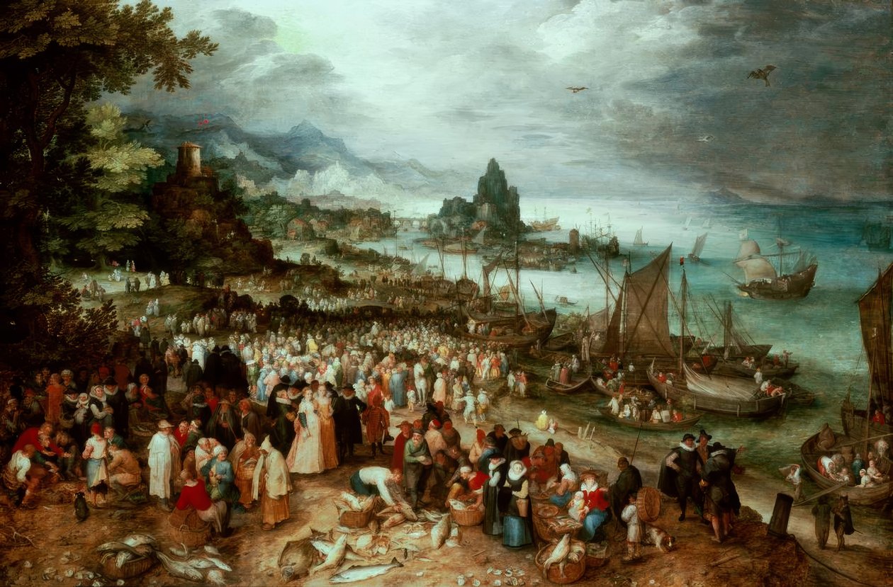 Porto com a pregação de Cristo de Jan the Elder Brueghel