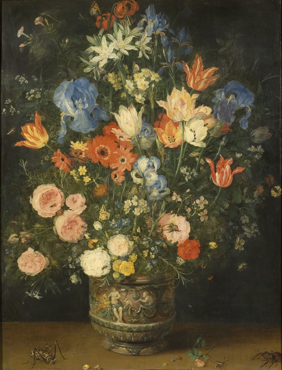 Ainda vida com flores em um frasco esculpido, c.1620-24 de Jan the Elder Brueghel