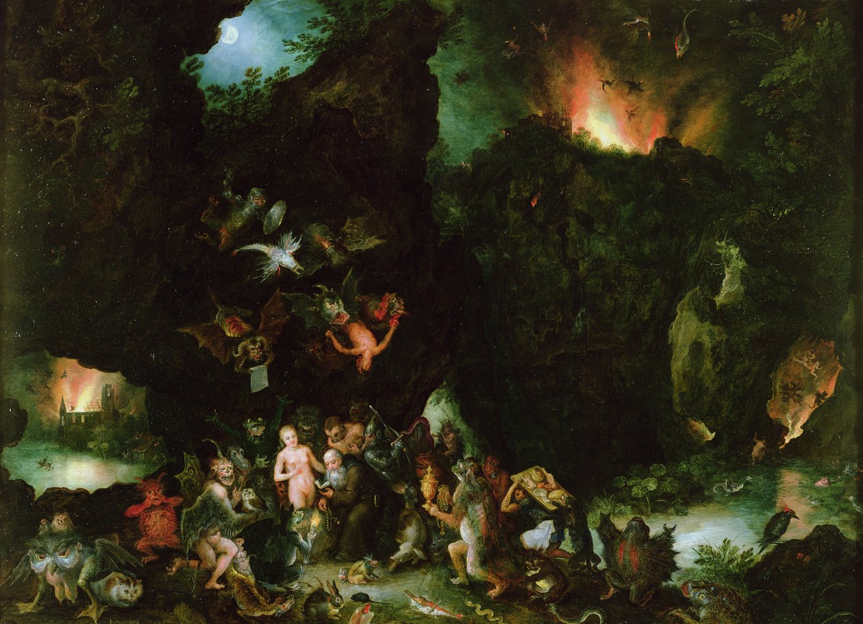 A Tentação de Santo Antônio - Inferno, 1594 (óleo sobre cobre) de Jan the Elder Brueghel