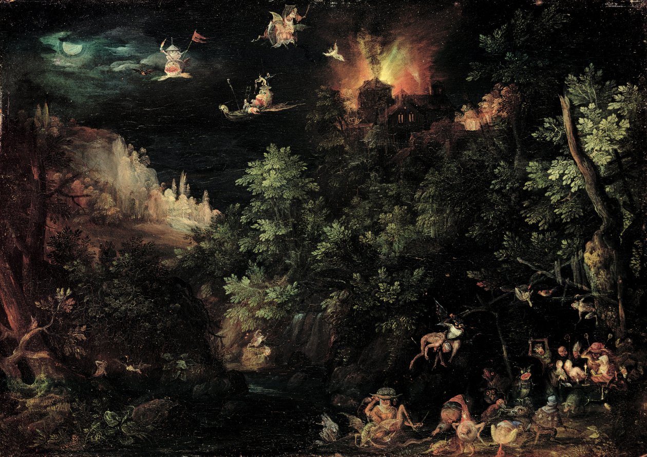 A Tentação de Santo Antônio, 1595 (óleo sobre cobre) de Jan the Elder Brueghel