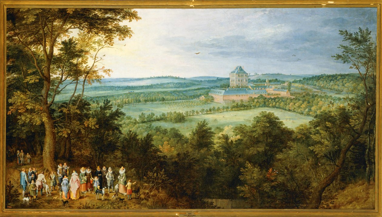 Os arquiduques vão à caça ... (pintura sobre tela) de Jan the Elder Brueghel