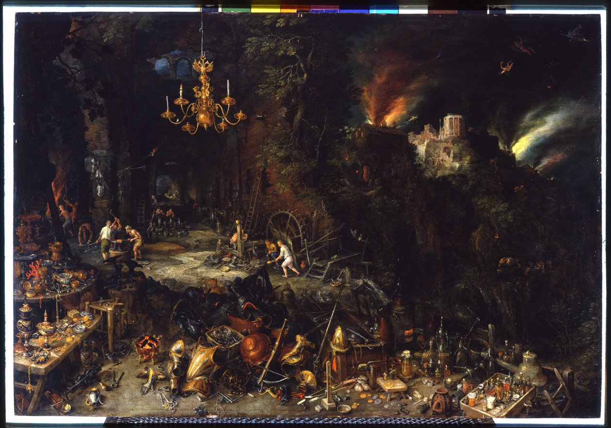 O incêndio de Brueghel Jan I (1568-1625) 1621 (óleo sobre tela) de Jan the Elder Brueghel