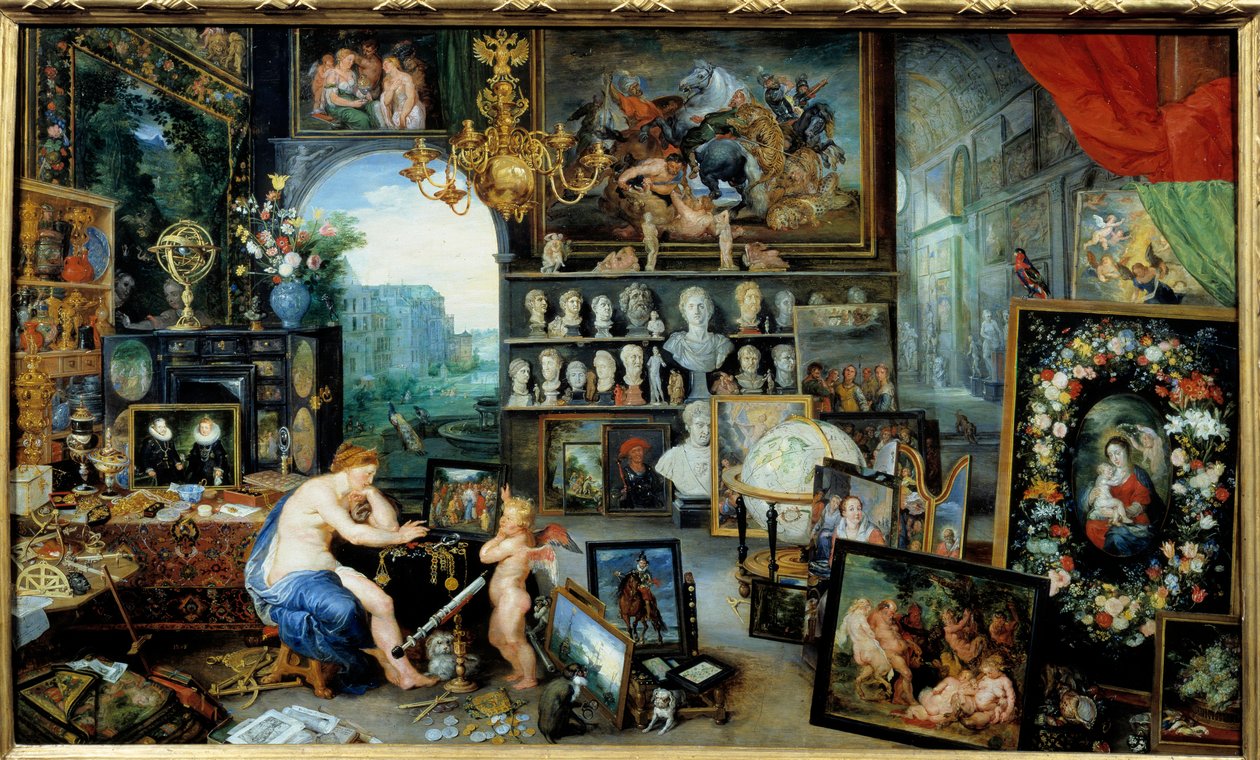 A vista. Alegoria dos cinco sentidos Pintura de Jan I Brueghel Dit De Velours (1568-1625) Ec. Flam de Jan the Elder Brueghel