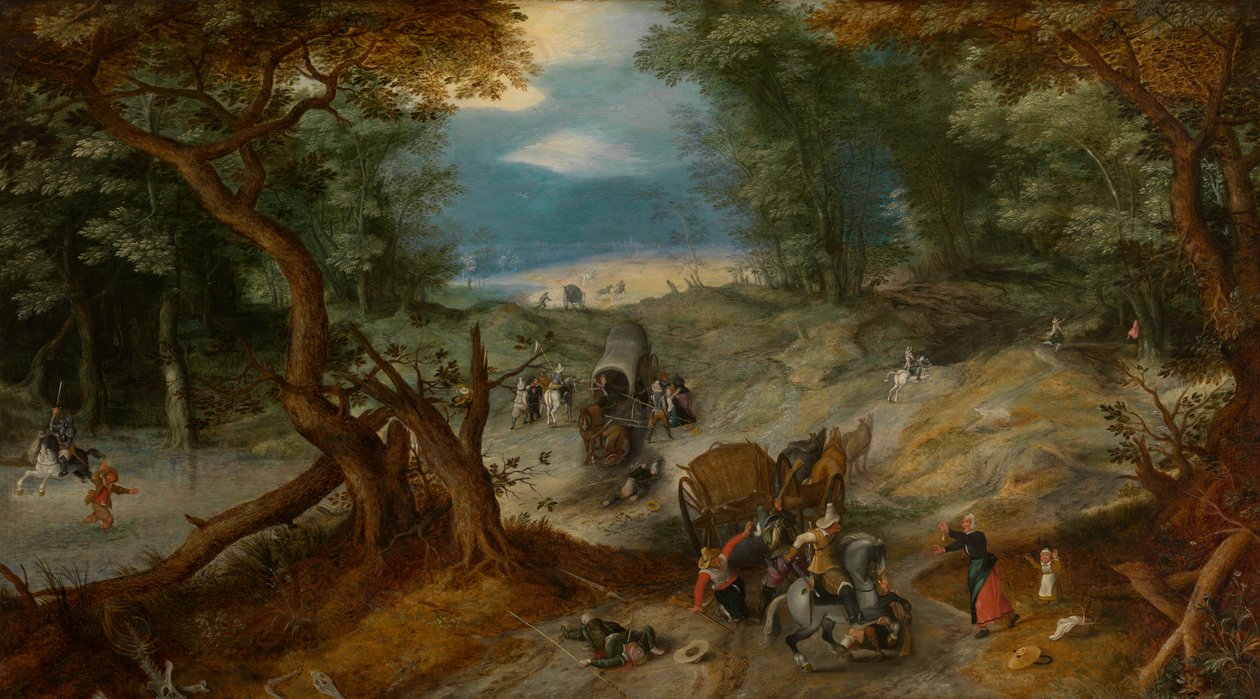Viajantes atacados por soldados (petróleo) de Jan the Elder Brueghel