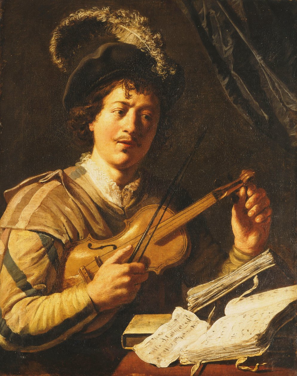 Um jovem afinando um violino, c.1623-5 de Jan the Elder Lievens