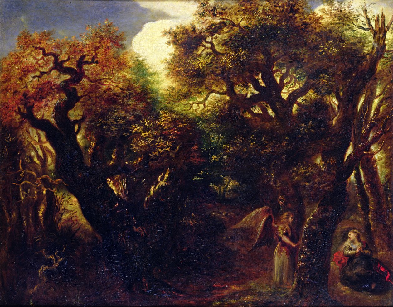 Paisagem Arborizada com Hagar e o Anjo, c.1645 de Jan the Elder Lievens