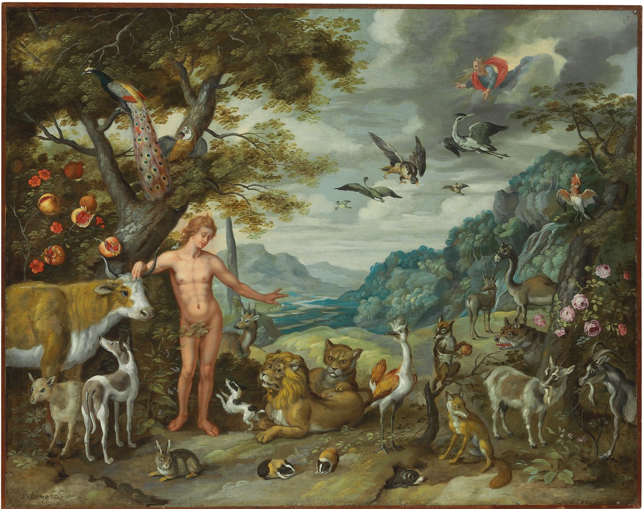 Adam Nomeando os Animais, da História de Adão e Eva de Jan Brueghel the Younger