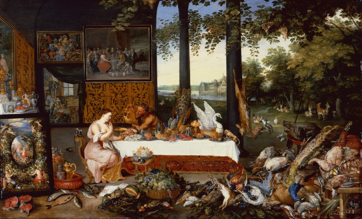 The Five Senses, Taste (óleo sobre painel) de Jan the Younger Brueghel
