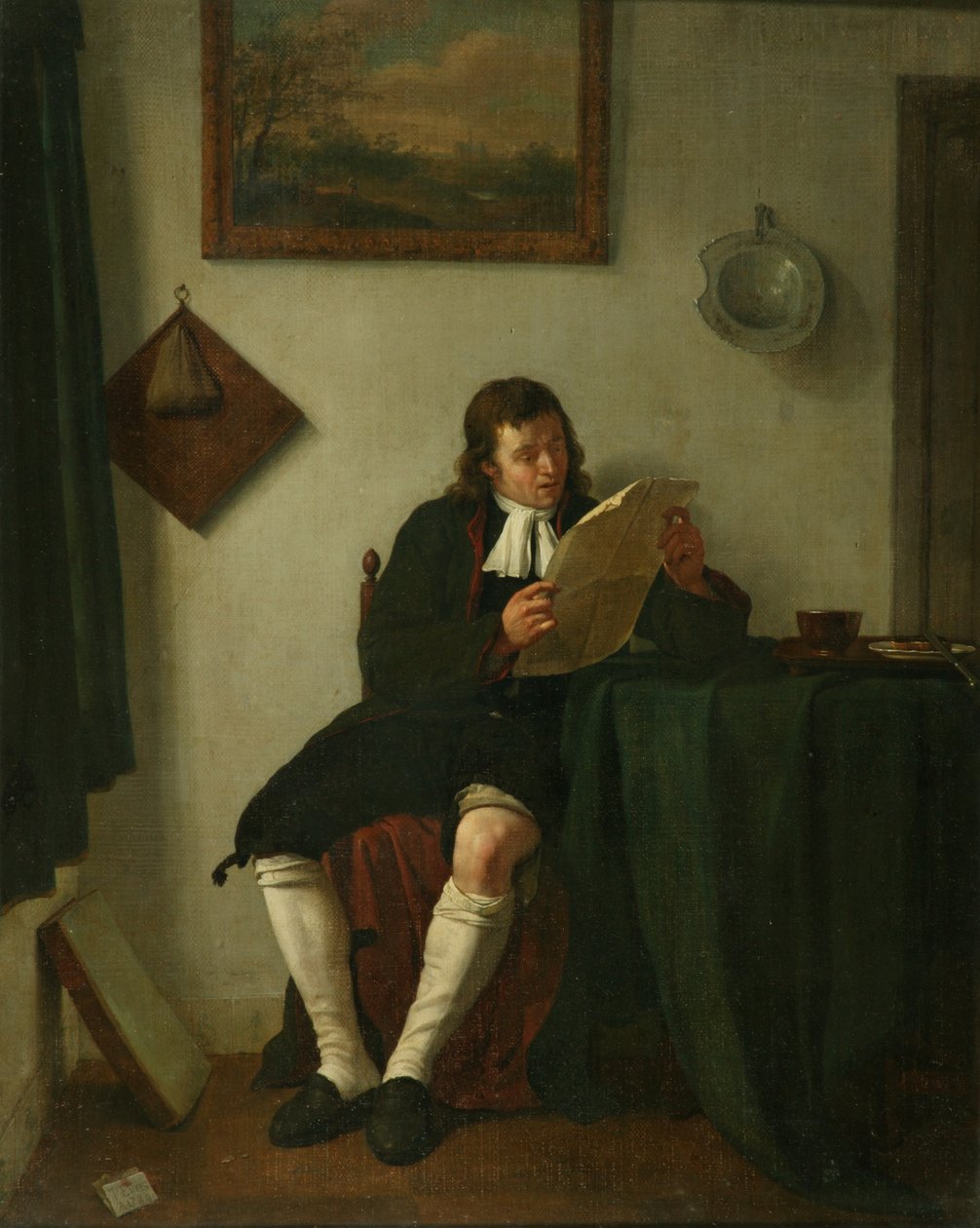 Interior com um homem a ler de Jan the Younger Ekels