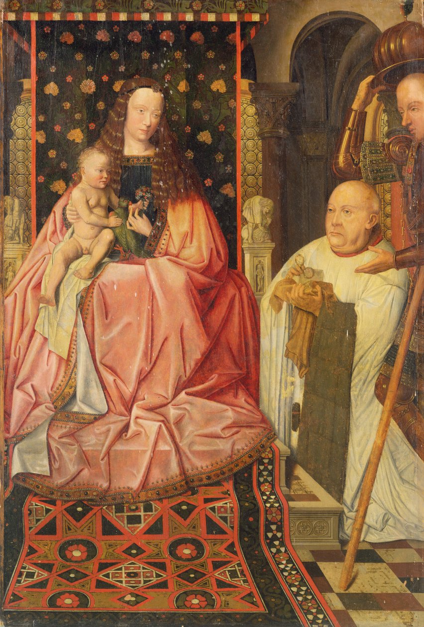 A Virgem e o Menino Entronizados com São Jorge e Canon van der Paele, c.1436 de Jan van (after) Eyck