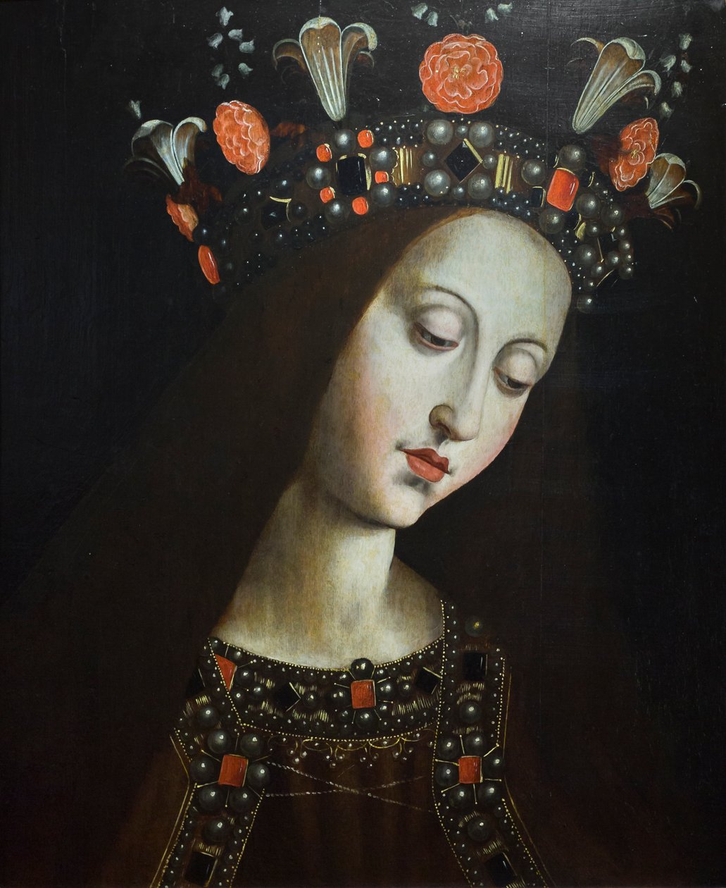 A virgem coroada, segundo Hubert e Jan van Eyck (óleo sobre madeira) de Jan van (after) Eyck