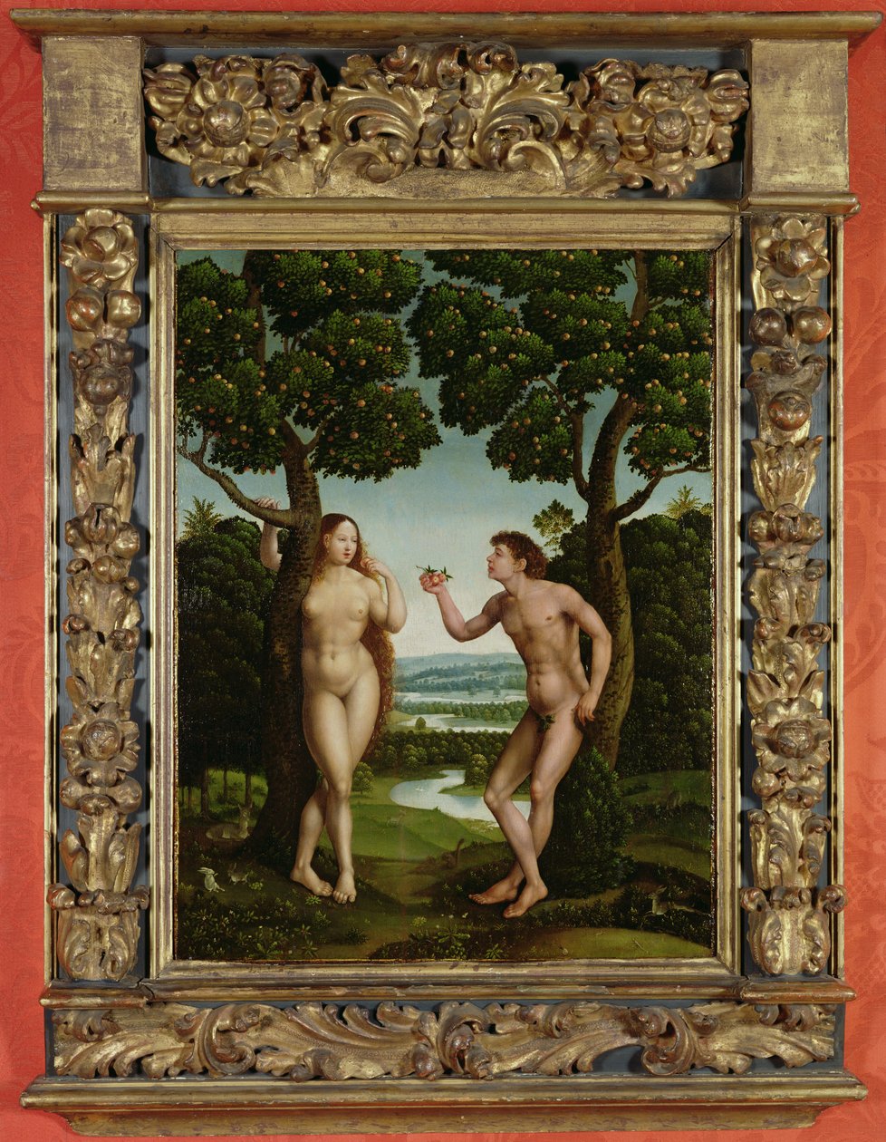 Adão e Eva (óleo no painel) de Jan van (attr. to) Scorel