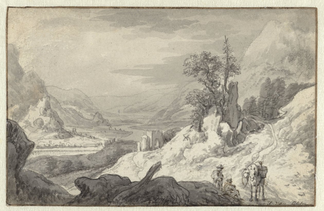 Paisagem de montanha com um vale de rio de Jan van Aken