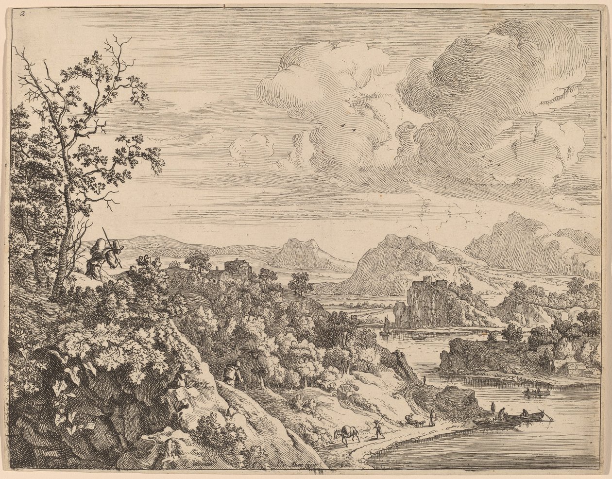 View of the River Rhine de Jan van Aken after Herman Saftleven