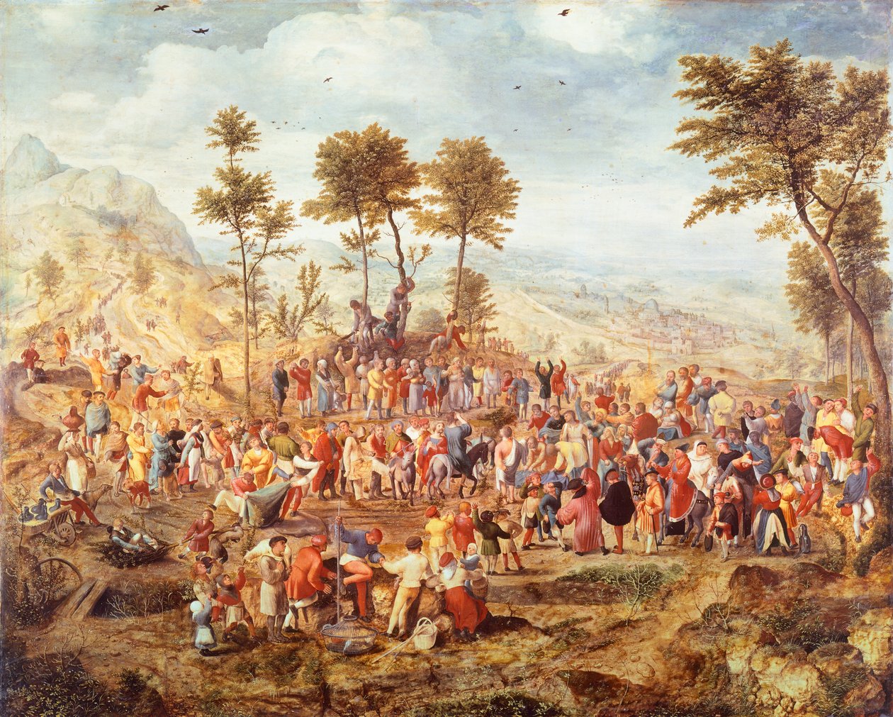 Cristo a entrar em Jerusalém por Jan van Amstel (cerca de 1500-1542), meios mistos sobre madeira, cerca de 1540 de Jan van Amstel