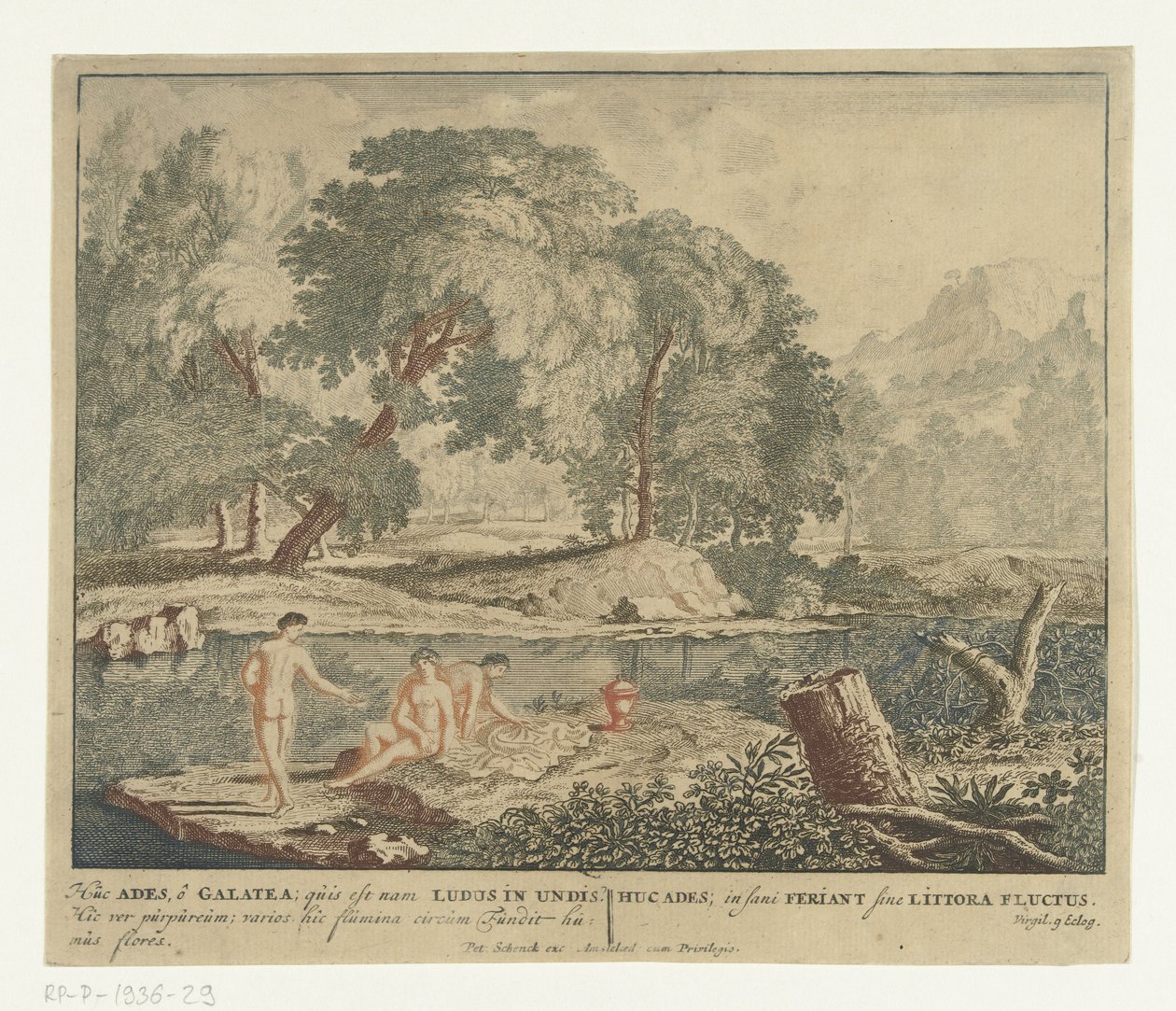 Três ninfas banham-se num lago
Cenas da colecção de poemas de Virgil Bucolica (título da série) de Jan van Call (I)