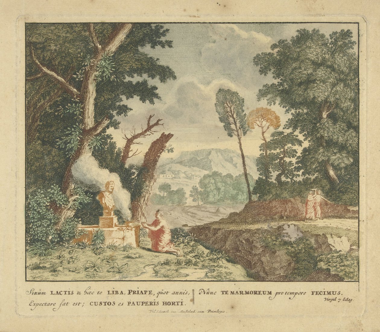 Uma mulher faz um sacrifício a Príapo Cenas da coleção de poesias de Virgílio Bucolica (título da série) de Jan van Call (I)