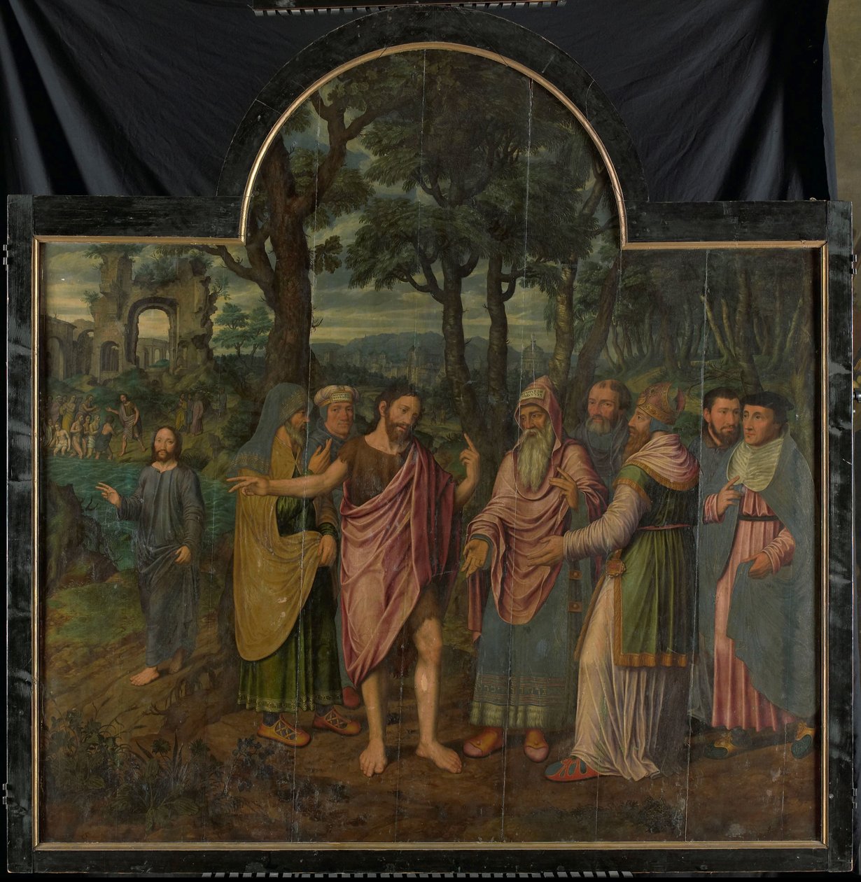 João Baptista admoesta os fariseus, painel do meio de um tríptico de Jan van Coninxloo (II)