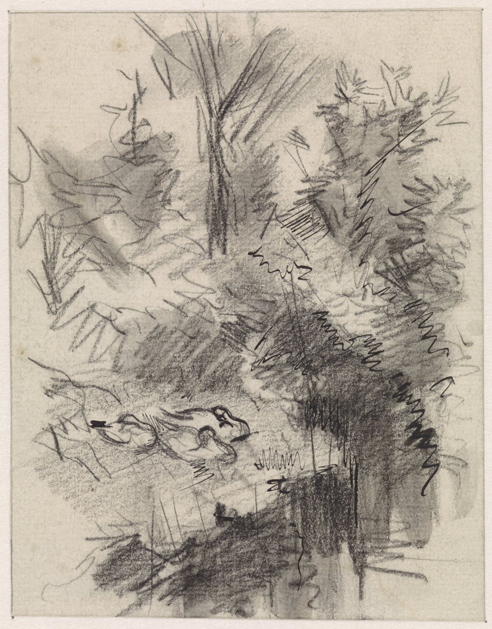 Patos dormindo entre arbustos à beira da água de Jan van Essen