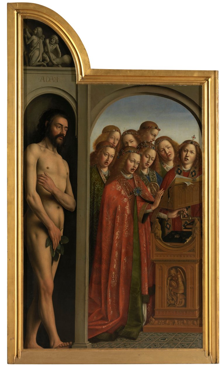 Adão e anjos cantores de Jan van Eyck