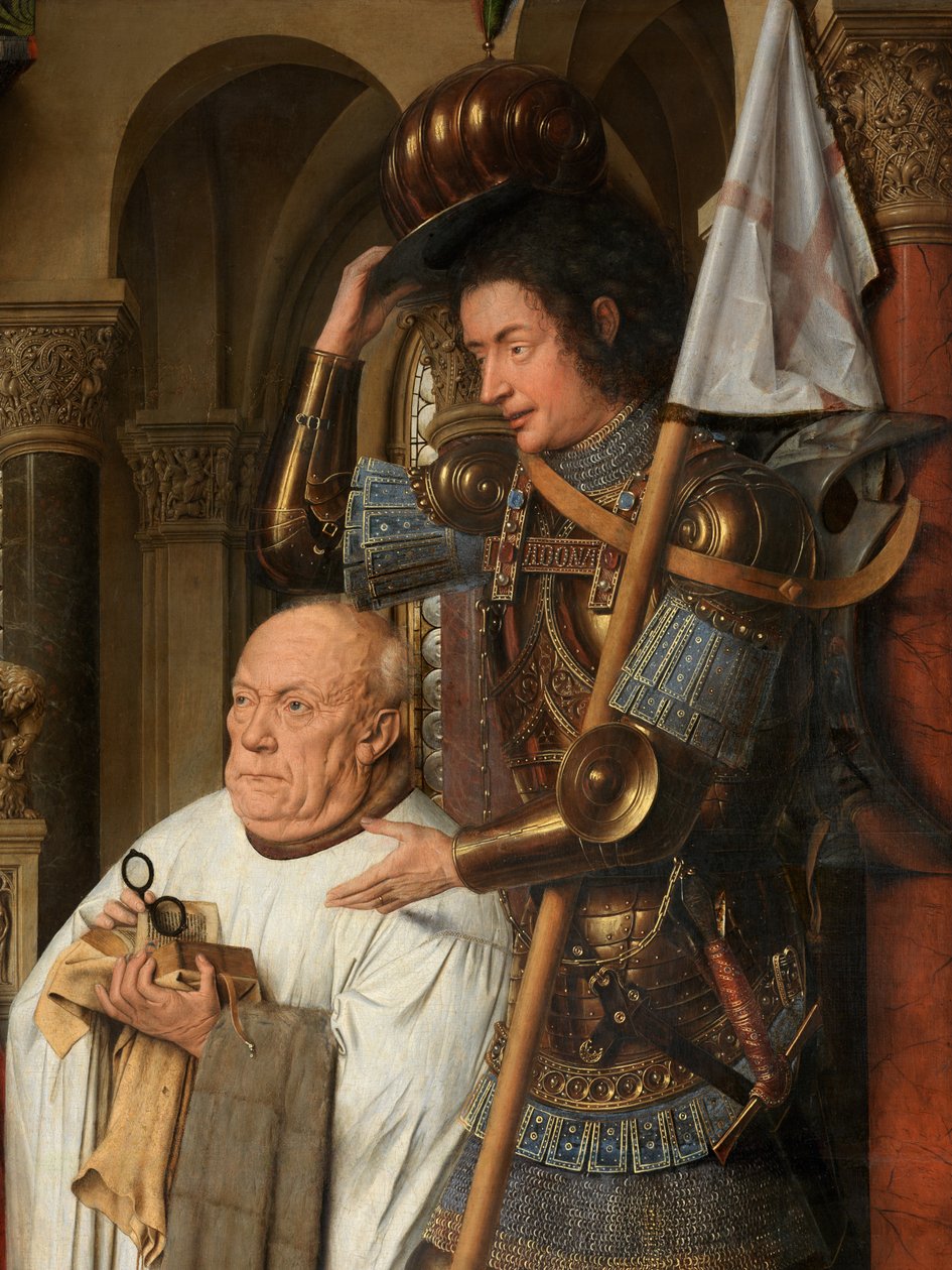 Pormenores da Virgem e da Criança com o Cónego Joris van der Paele de Jan van Eyck