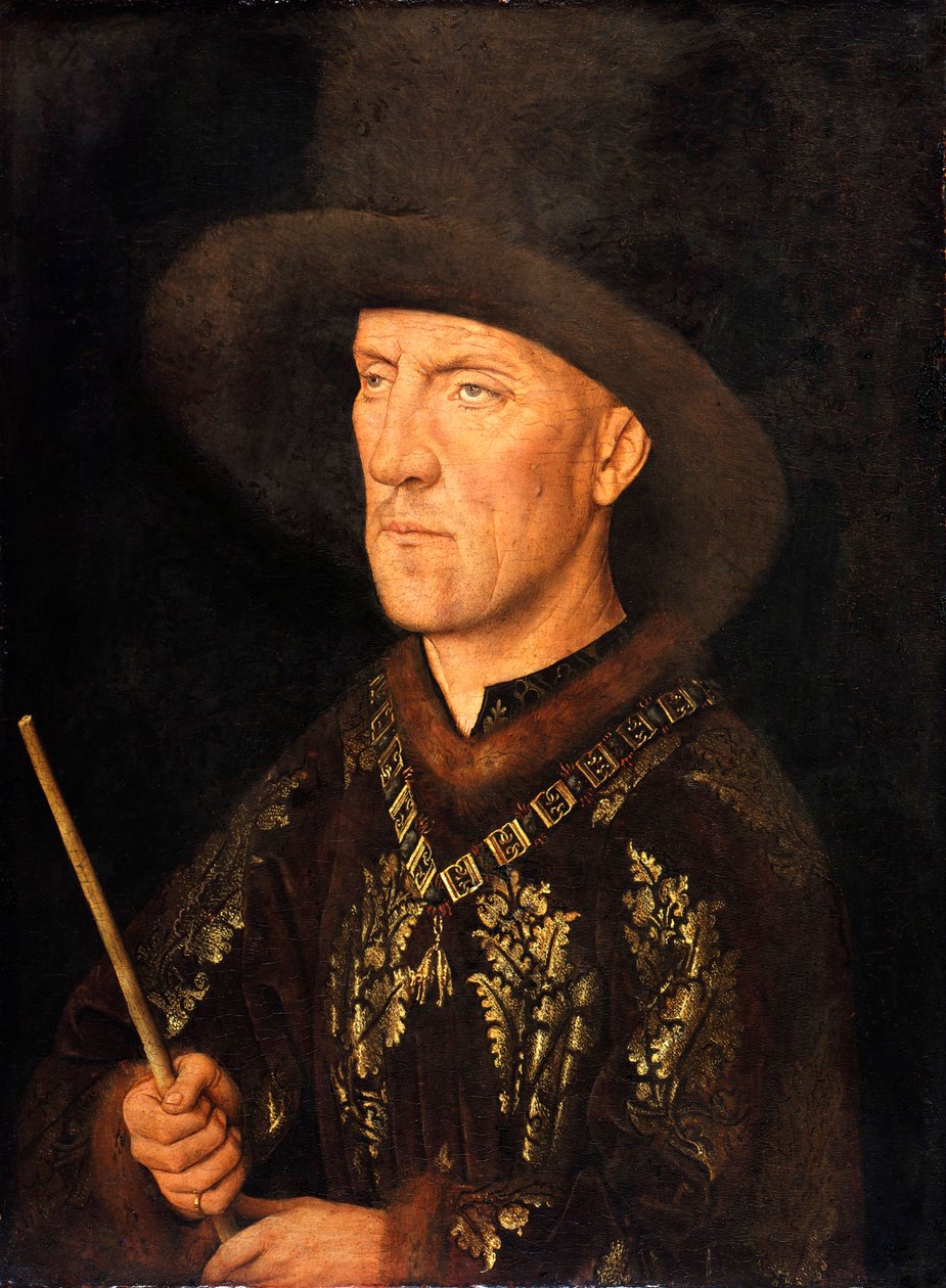 "Retrato de Baudouin de Lannoy seigneur de Molembais, dit le Begue (1388-1474)" Peinture de Jan van Eyck (1390-1441), ca 1435 - Óleo sobre madeira, 26x20 - Staatliche Museen, Berlim de Jan van Eyck
