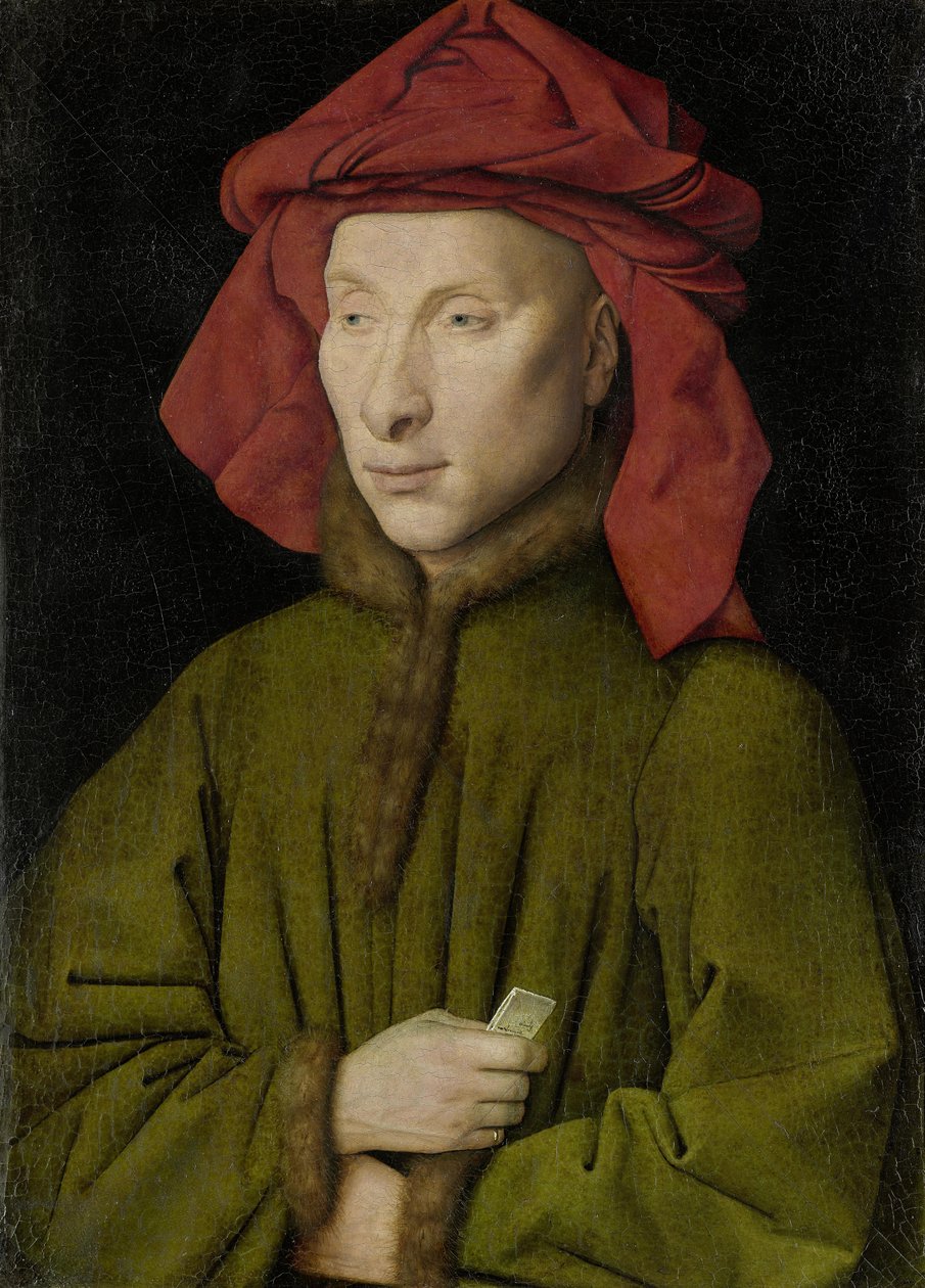 Retrato de um homem com carapuço vermelho de Jan van Eyck