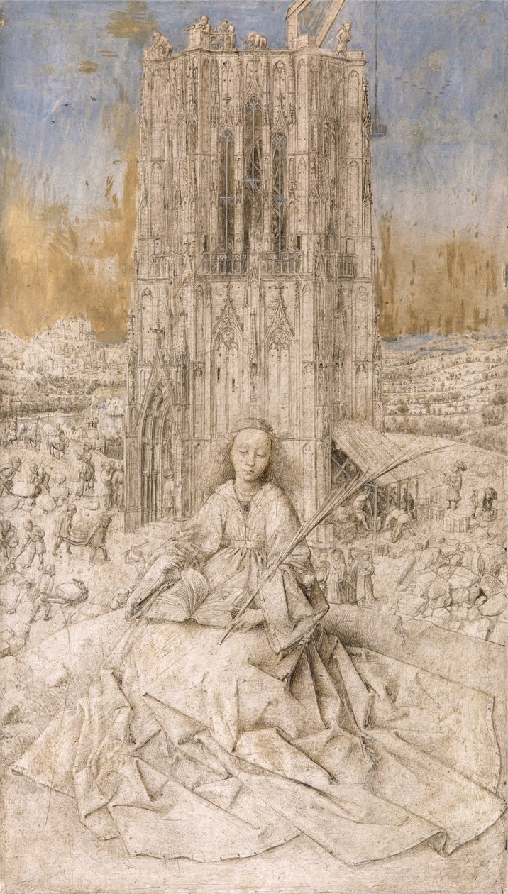 Santa Bárbara, c.1427 (óleo sobre painel) de Jan van Eyck