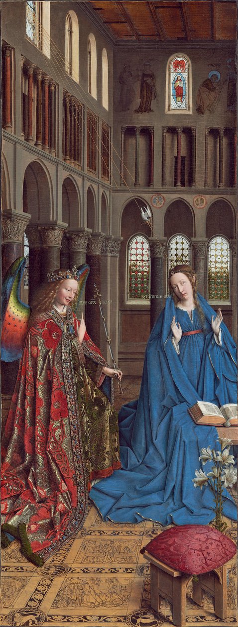 A Anunciação, c. 1434-36 (óleo sobre tela) de Jan van Eyck