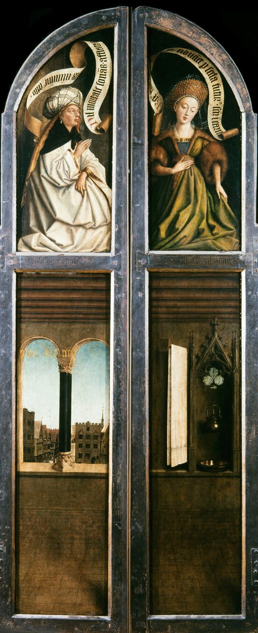 O Retábulo de Gante. Adoração do Cordeiro Místico: Janela em Arco com Vista..., 1432. de Jan van Eyck