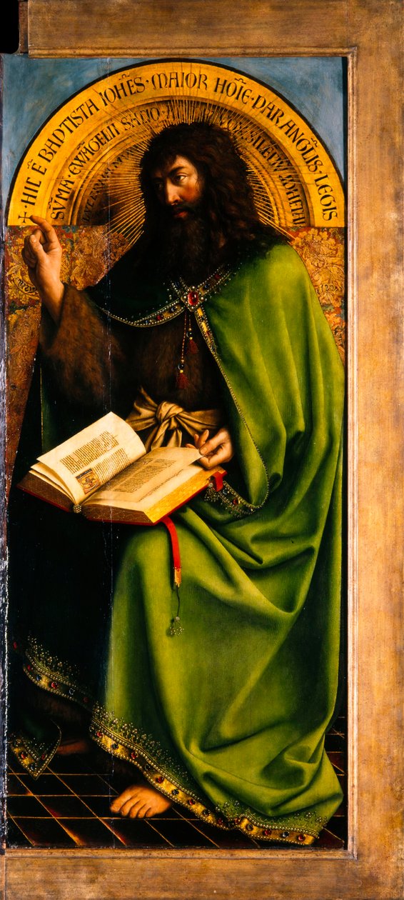 O Retábulo de Gante. Adoração do Cordeiro Místico: João Batista, 1432. de Jan van Eyck