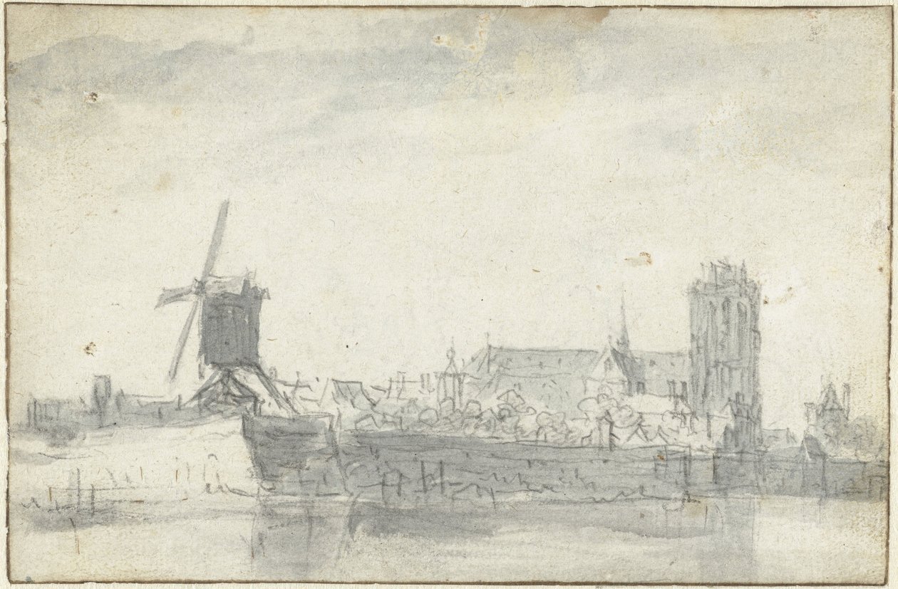 Vista de Dordrecht a partir da água de Jan van Goyen (possibly)