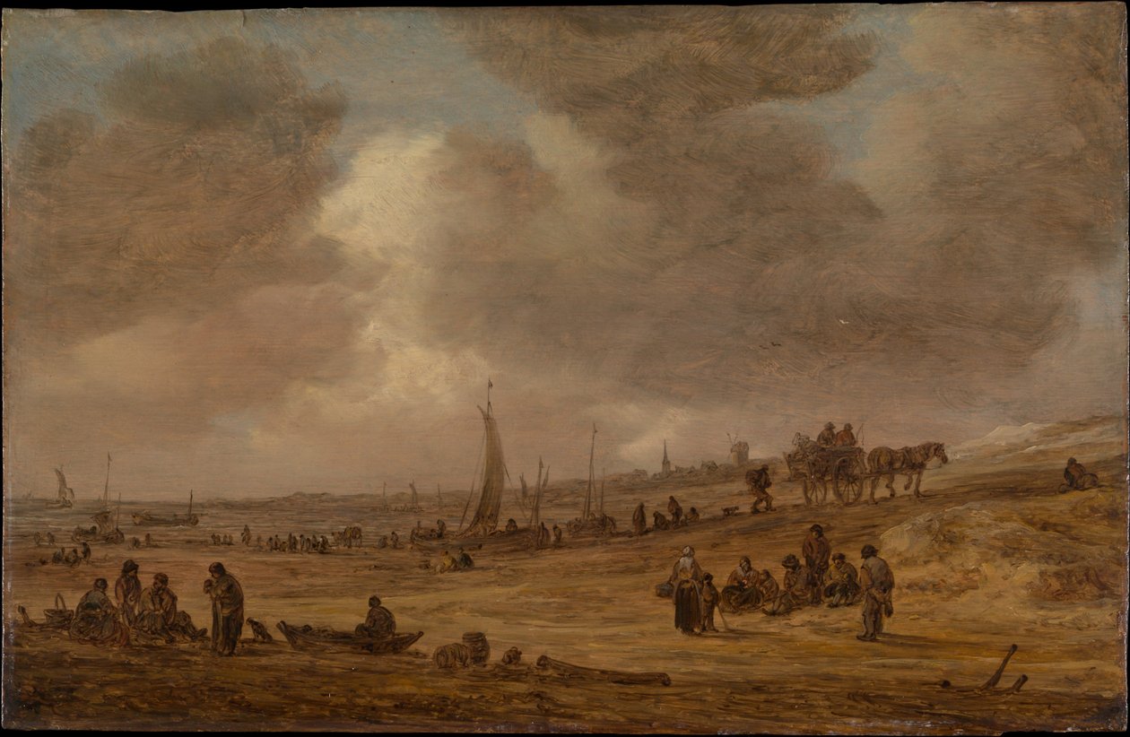 Uma praia com barcos de pesca de Jan van Goyen