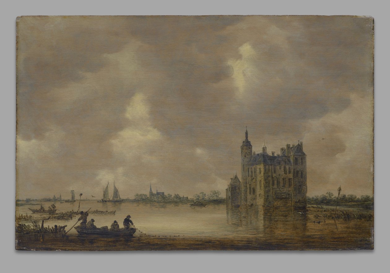 Um castelo junto a um rio de Jan van Goyen
