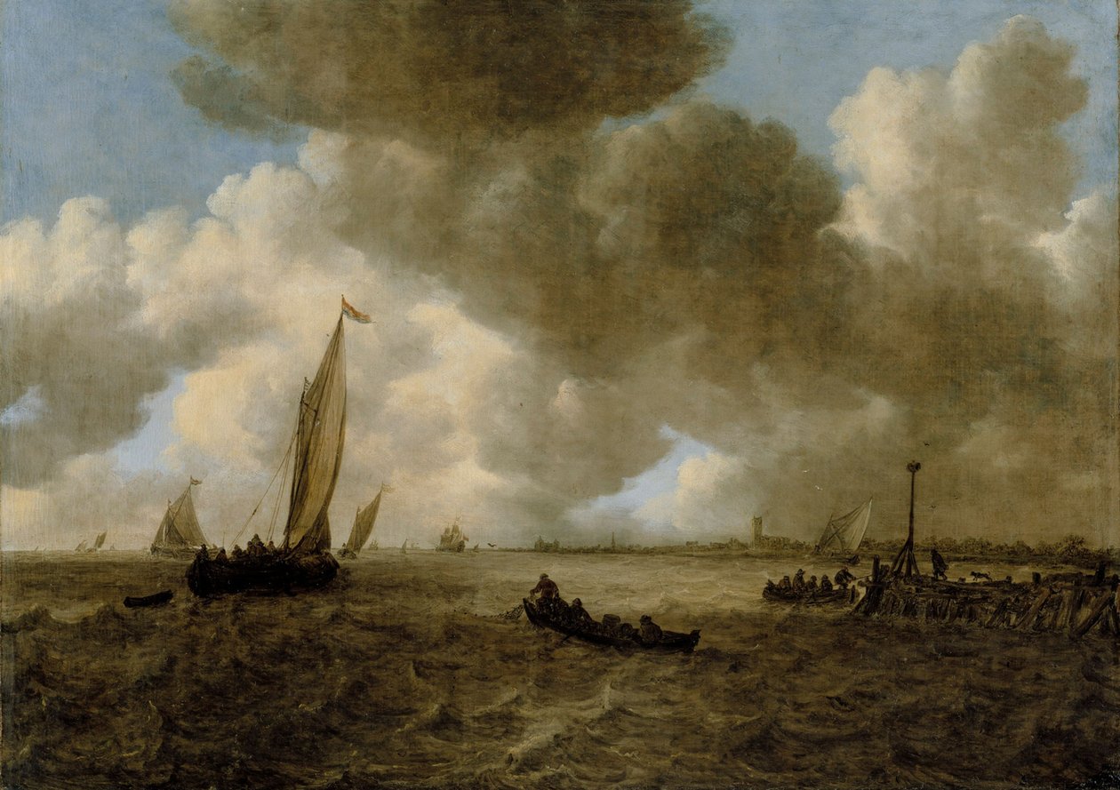 Uma paisagem marítima tempestuosa de Jan van Goyen
